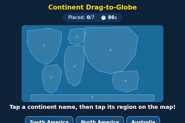 Continent Drag-to-Globe