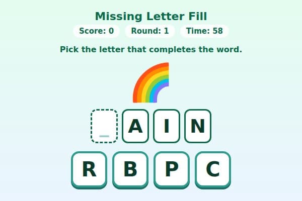 Missing Letter Fill