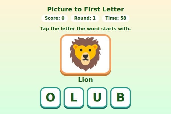 Picture to First Letter